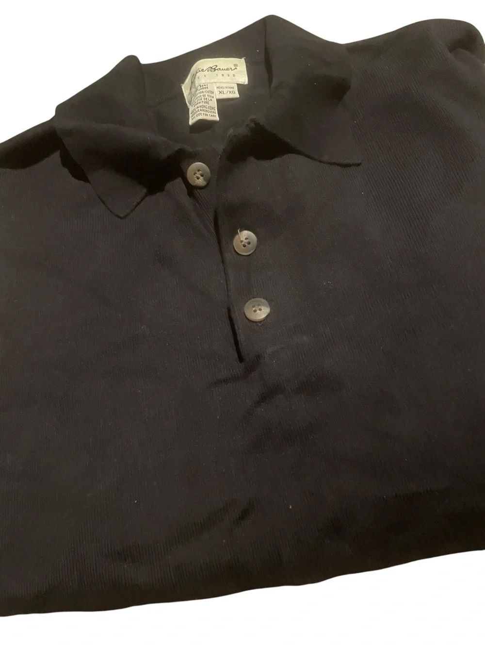 Eddie Bauer size Men's Black Three-Button Polo sweater finish XL